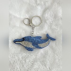 Blue Rhinestone Dolphin Keychain Animal Bah Charm